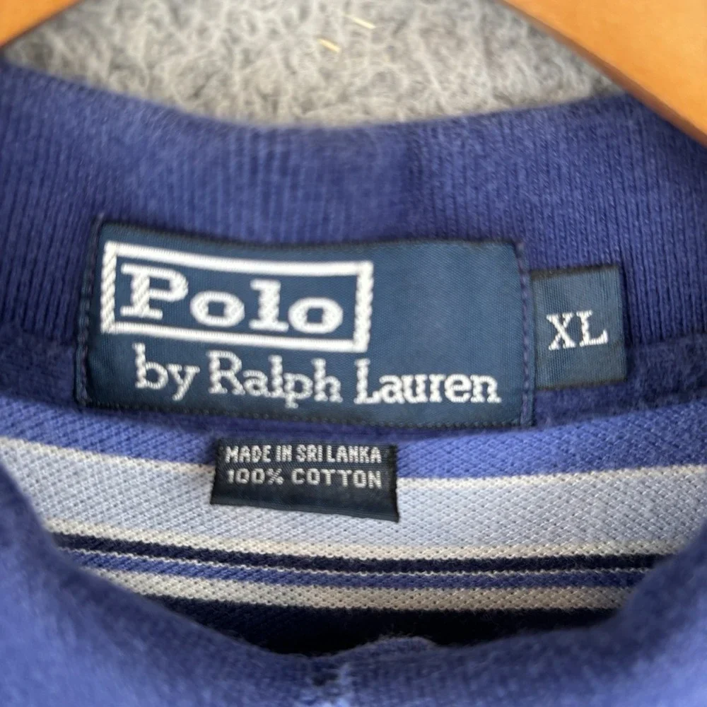Polo‎ Ralph Lauren Classic Striped Polo Shirt Mens XL Navy Blue Pony Y2K